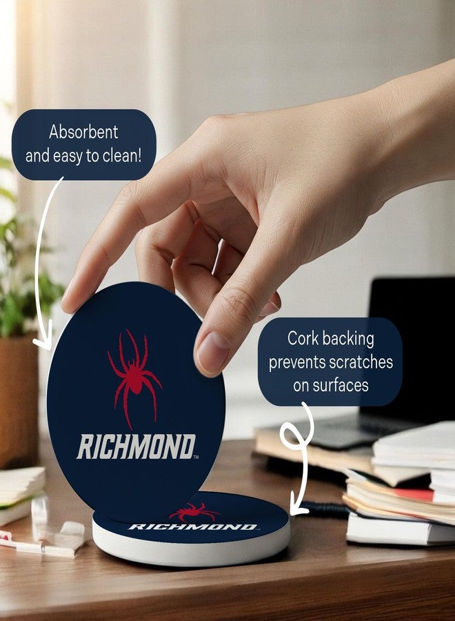 ديزرت كاكتوس مجموعة قواعد أكواب سيراميك دائرية من جامعة ريتشموند، عليها صورة صبار صحراوي، 4 قطع، قواعد أكواب ماصة للمشروبات من نوع سبايدرز يو آر مع قاعدة من الفلين (التصميم أ) - Image 5