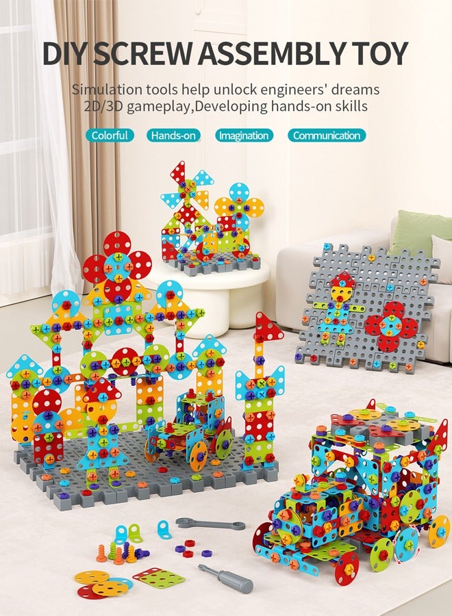 Loquat 366 Pieces Kid Screw Building Block Table, STEM Toys 366 Pcs Set Building Blocks, Kids Activity Table, DIY Educational Construction Engineering Toys, Create and Design Game, Game Activities Center f  - Image 3