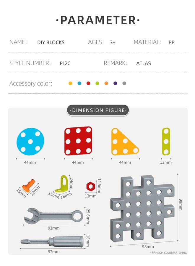 Loquat 366 Pieces Kid Screw Building Block Table, STEM Toys 366 Pcs Set Building Blocks, Kids Activity Table, DIY Educational Construction Engineering Toys, Create and Design Game, Game Activities Center f  - Image 2