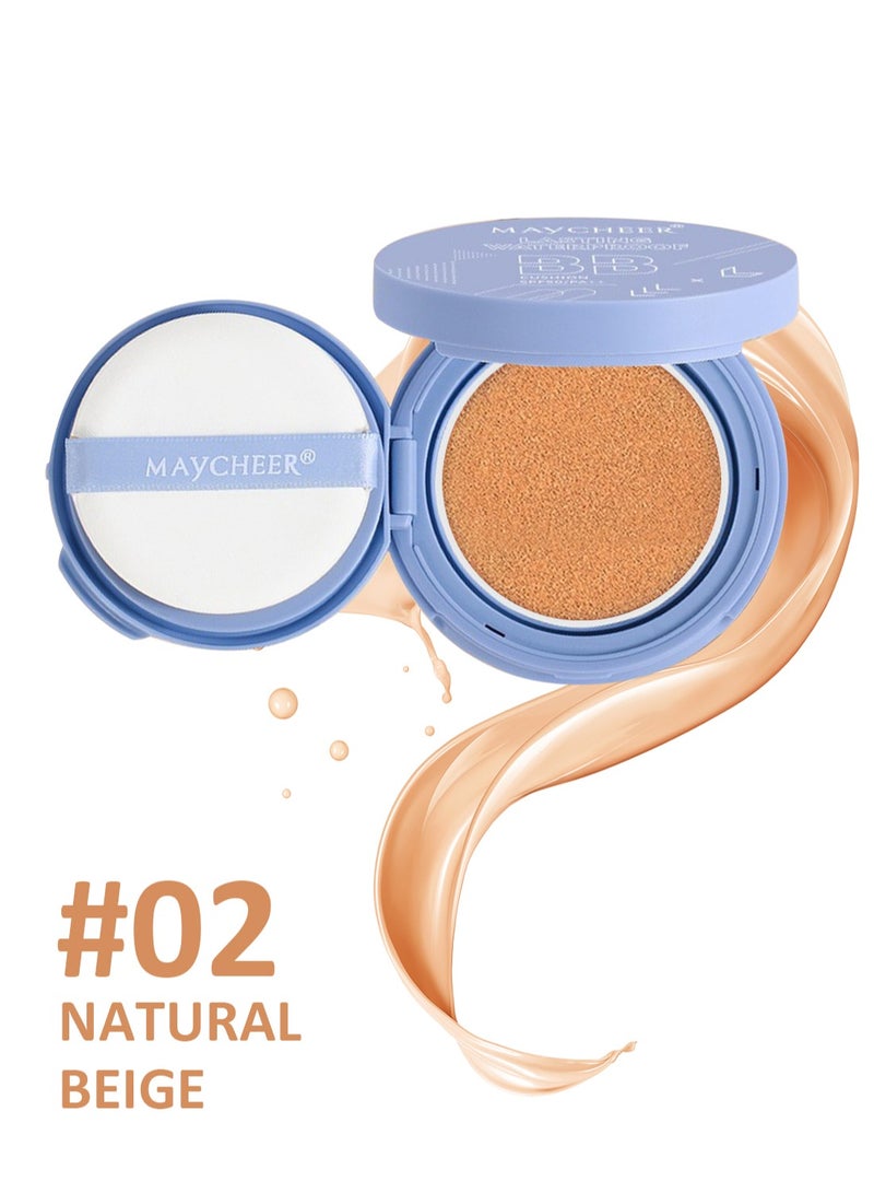 مايتشير كريم BB مقاوم للماء يدوم طويلاً، عامل حماية من الشمس 50/PA++، كريم BB وسادة هوائية خالية من العيوب، خافي عيوب الوجه مرطب وخفيف الوزن للهالات والبقع الداكنة تحت العين، رقم 2 بيج طبيعي - Image 1