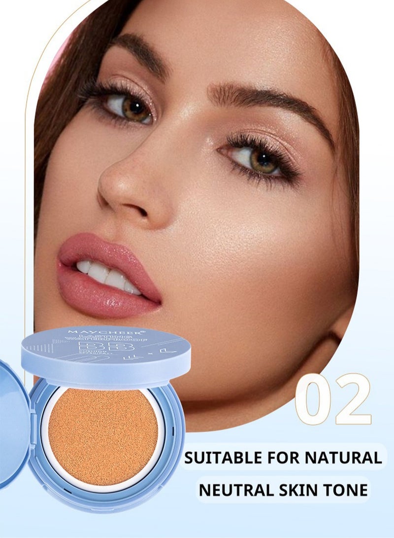 مايتشير كريم BB مقاوم للماء يدوم طويلاً، عامل حماية من الشمس 50/PA++، كريم BB وسادة هوائية خالية من العيوب، خافي عيوب الوجه مرطب وخفيف الوزن للهالات والبقع الداكنة تحت العين، رقم 2 بيج طبيعي - Image 2