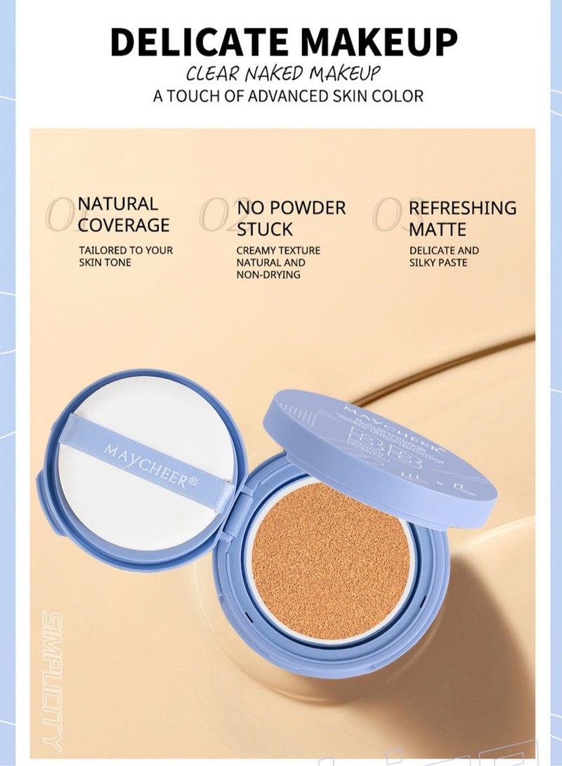 مايتشير كريم BB مقاوم للماء يدوم طويلاً، عامل حماية من الشمس 50/PA++، كريم BB وسادة هوائية خالية من العيوب، خافي عيوب الوجه مرطب وخفيف الوزن للهالات والبقع الداكنة تحت العين، رقم 2 بيج طبيعي - Image 5