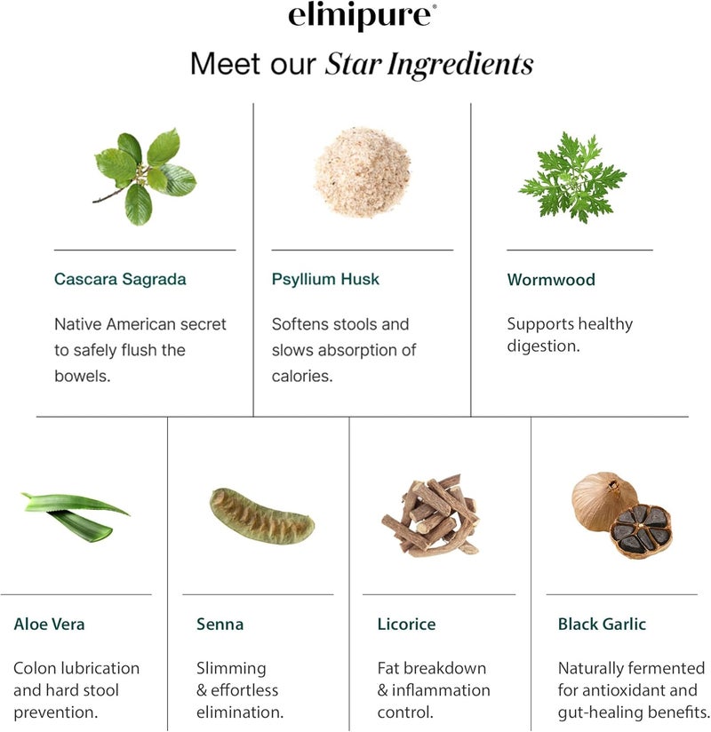 Elimipure مكمل تنظيف الأمعاء - استعادة - كبسولات تنظيف طبيعية فعالة - تعزيز الميكروبيوم الخاص بك - براز صباحي سهل - استعادة أمعائك من الداخل للخارج - Image 3