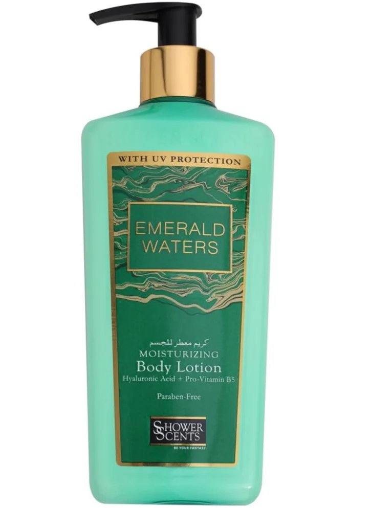 Shower Scents Shower Scents Emerald Waters Paraben-Free Moisturizing Body Lotion with Hyaluronic Acid, Pro-Vitamin B5, Vitamin E and UV Protection 312ml