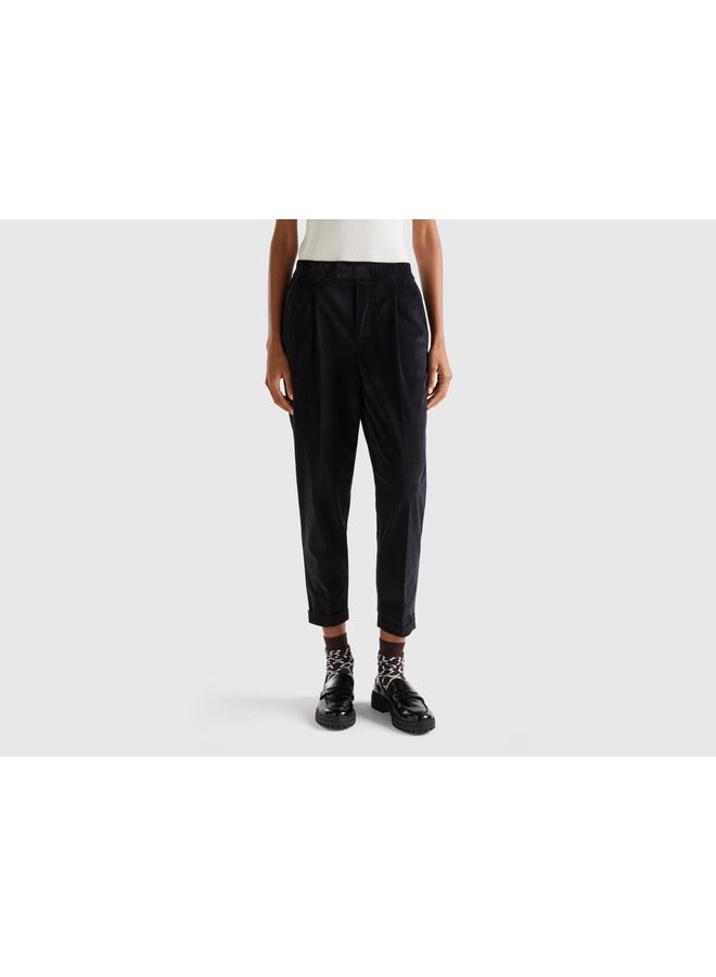 UNITED COLORS OF BENETTON Chinos In Velvet With Stretch Waist - Image 3