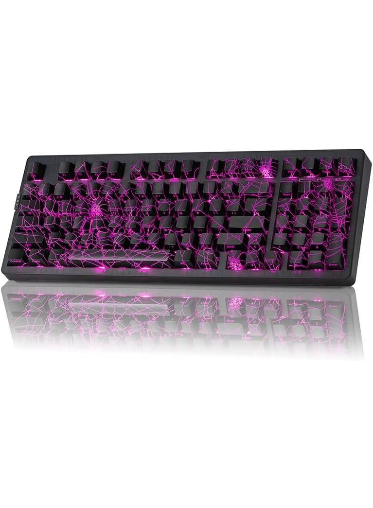ZORNHER ZH980 Wireless Mechanical Keyboard,95% Creamy Keyboard with Number Pad,Hot-Swappable Custom Gaming Keyboard,Shine Through Spider Web PC,Creamy Sounding Linear Switches,Full Size - Image 1