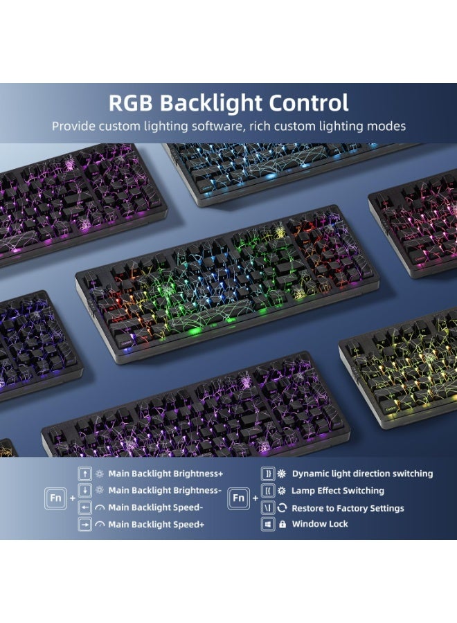 ZORNHER ZH980 Wireless Mechanical Keyboard,95% Creamy Keyboard with Number Pad,Hot-Swappable Custom Gaming Keyboard,Shine Through Spider Web PC,Creamy Sounding Linear Switches,Full Size - Image 4