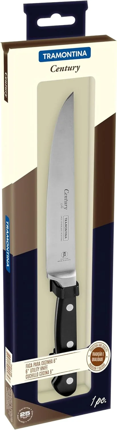 Tramontina Century 6" Kitchen Knife with Stainless Steel Blade and Black Polycarbonate Handle