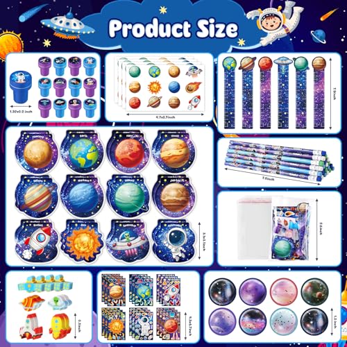 BenLouis 108Pcs Outer Space Themed Party Favors Space Alien Sticker Stampers School Stationery Set Bulk Classroom Prizes for Astronaut Planet Birthday Party Goodie Bags Fillers - Image 3