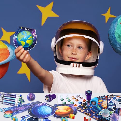 BenLouis 108Pcs Outer Space Themed Party Favors Space Alien Sticker Stampers School Stationery Set Bulk Classroom Prizes for Astronaut Planet Birthday Party Goodie Bags Fillers - Image 5