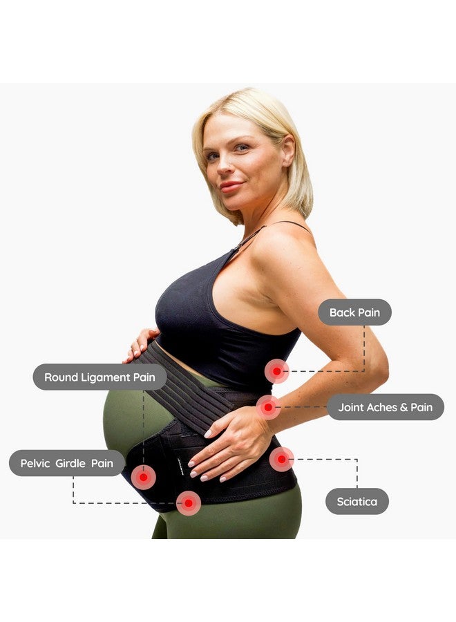 BabyGo BABYGO® 4 in 1 Pregnancy Support Belt Maternity & Postpartum Band - Relieve Back, Pelvic, Hip Pain, SPD & PGP >> inc 40 Page Pregnancy Book for Birth Preparation, Labor & Recovery S Black - Image 2