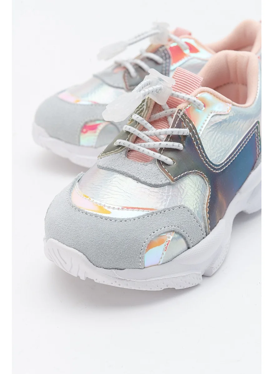 Mnpc Girls Silver Genuine Leather Sneakers