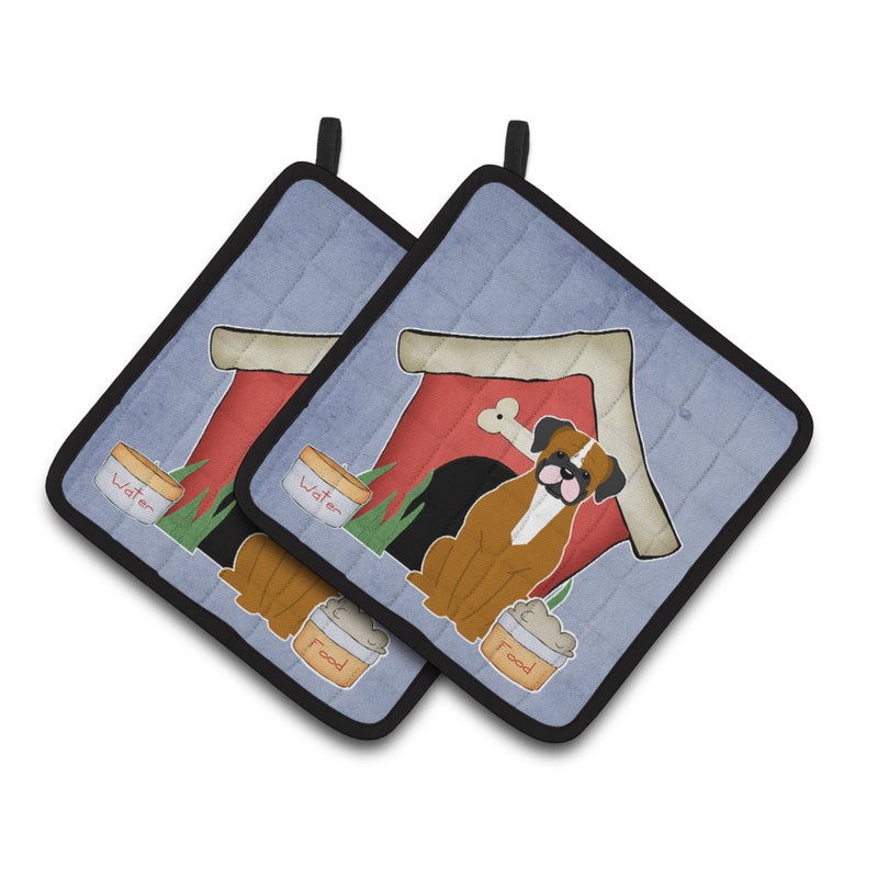 Caroline's Treasures ""Caroline's Treasures Dog House Collection Flashy Fawn Boxer Pair of Pot Holders BB2870PTHD  7.5HX7.5W  Multicolor"" 