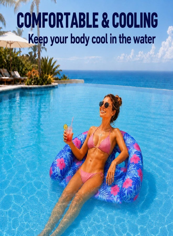 Brmoka Inflatable Pool Floats Chair - 2Pack, Soft Fabric Covered Floating Pool Chairs With Travel Bag, Stable Water Chair Floating Lounge Floats For Swim Pool, Summer Pool Party Toys Floaties for Adult (A-L) - Image 2