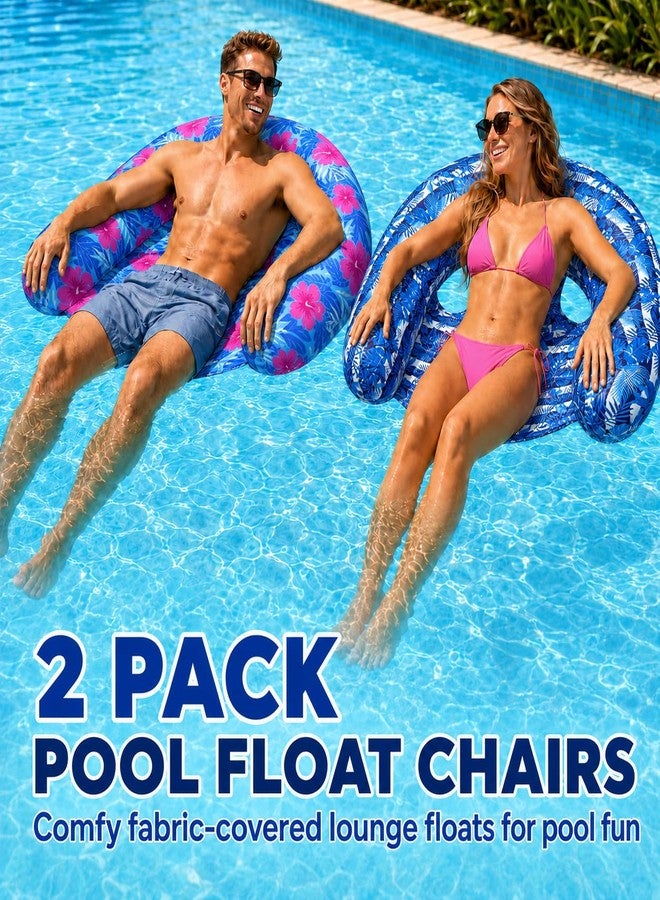 Brmoka Inflatable Pool Floats Chair - 2Pack, Soft Fabric Covered Floating Pool Chairs With Travel Bag, Stable Water Chair Floating Lounge Floats For Swim Pool, Summer Pool Party Toys Floaties for Adult (A-L) - Image 3