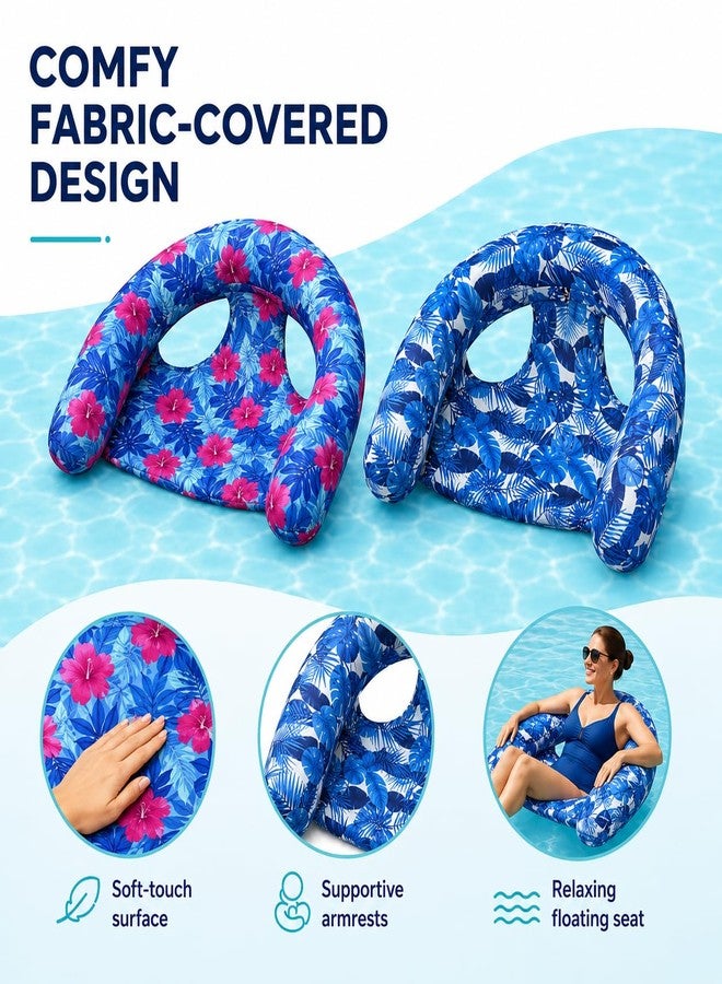 Brmoka Inflatable Pool Floats Chair - 2Pack, Soft Fabric Covered Floating Pool Chairs With Travel Bag, Stable Water Chair Floating Lounge Floats For Swim Pool, Summer Pool Party Toys Floaties for Adult (A-L) - Image 4