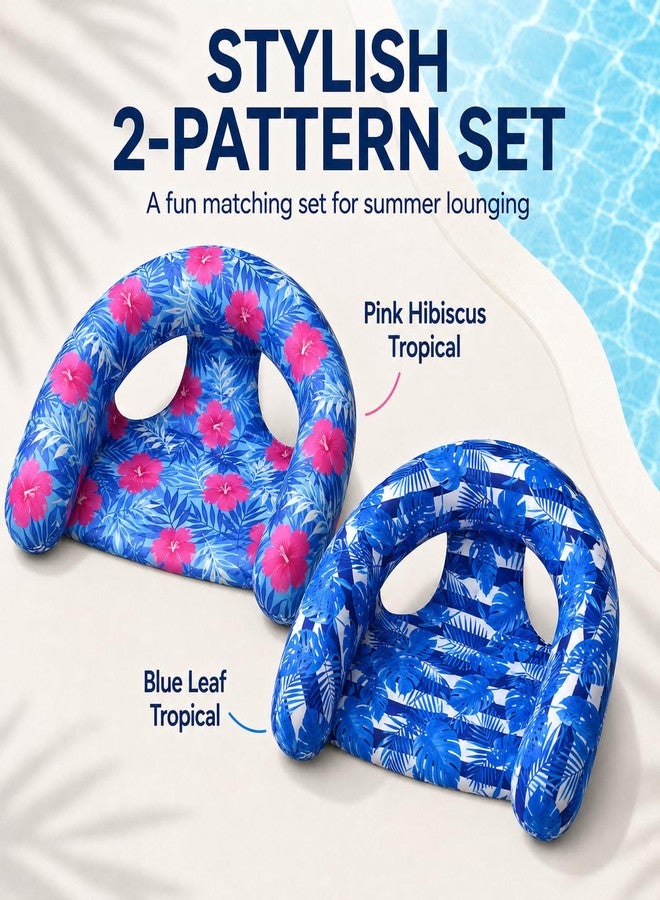 Brmoka Inflatable Pool Floats Chair - 2Pack, Soft Fabric Covered Floating Pool Chairs With Travel Bag, Stable Water Chair Floating Lounge Floats For Swim Pool, Summer Pool Party Toys Floaties for Adult (A-L) - Image 5