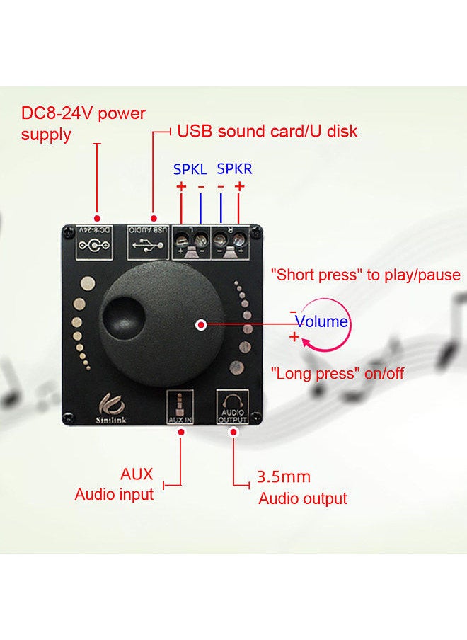 Generic - 20W+20W BT 5.0 Wireless Audio Digital Power Amplifier Mobilephone Control Stereo Board Amp Dual Channel Amplificador - Image 1