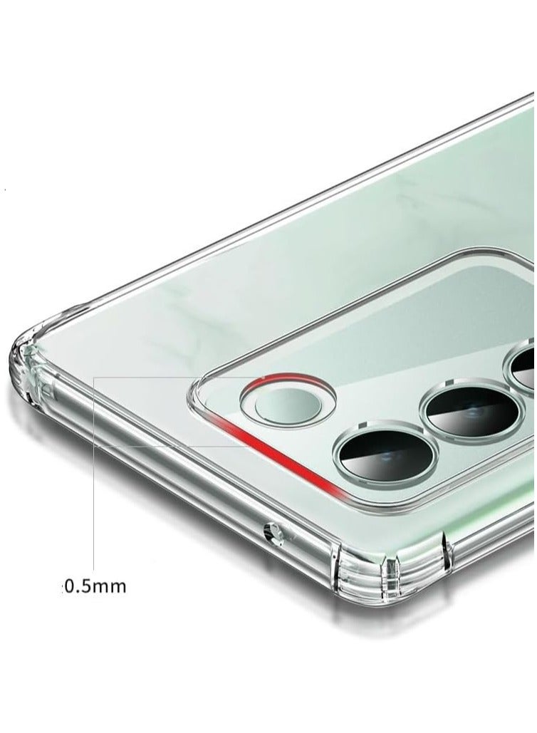 فيسوس حافظة واقية لهاتف Vivo V27 / Vivo V27 Pro غطاء حماية شفاف من مادة TPU بأربعة زوايا وممتص للصدمات ناعم وشفاف - Image 2