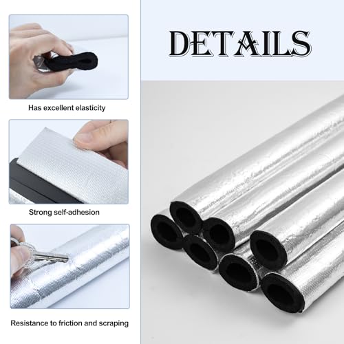 Jeyeou 8PCS Pipe Insulation Foam Tube Self Adhesive Exterior Water Pipe Insulation Cover Wrap Aluminum Foil Freeze Protection for Outside Outdoor Winter Irrigation Sprinkler Spigot Isolation 1.3Ft*0.6Inch - Image 4