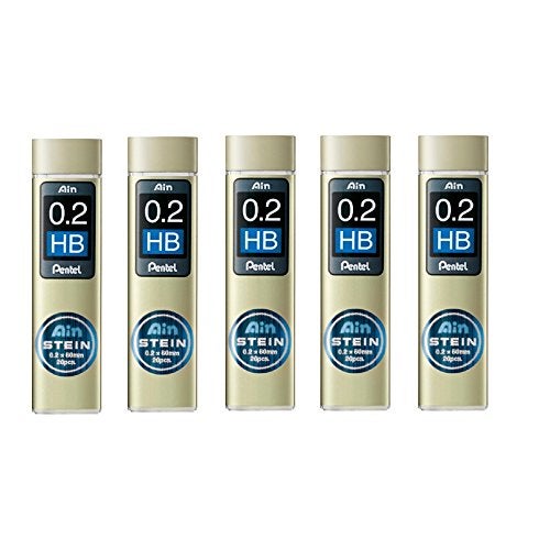 Pentel Ain Mechanical Pencil Leads 0.2mm HB, 5 Pack/total 100 Leads Value Set - Image 4