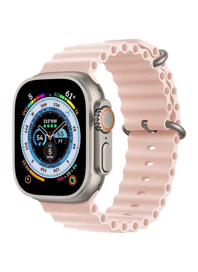 O Ozone Silicone Ocean Band For Apple Watch Band 42mm 44mm 45mm 49mm Adjustable Sport Loop Strap For iWatch Series 8/7/6/5/4/3/2/1/SE/Ultra - Light Pink 