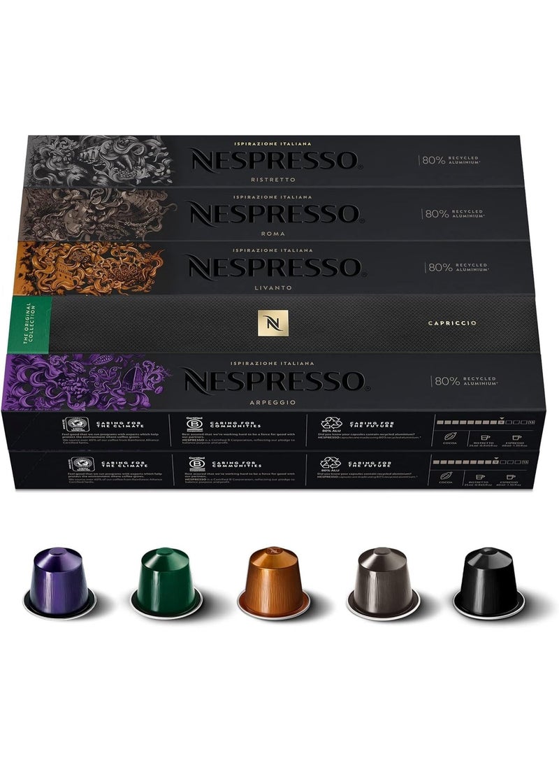 Nespresso Coffee Capsules – The Original Collection (100 Capsules) – Arpeggio, Capriccio, Livanto, Roma, Ristretto – OriginalLine Compatible - Bold & Balanced Espresso Blends - Image 1