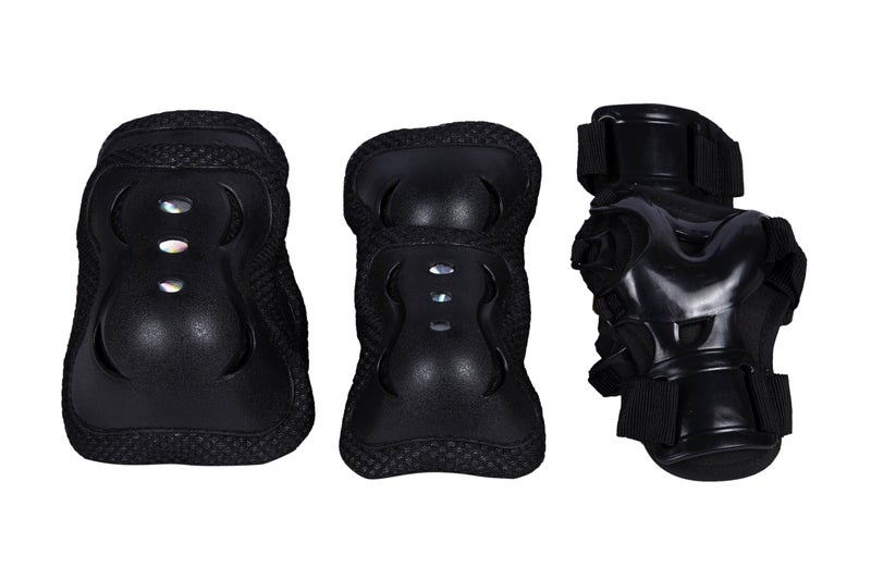 AIRAVAT Skating Guard Kit, Multi Sport Gear with Knee, Elbow, Palm Support (Medium - 7 to 12 Years, Black) - Image 1