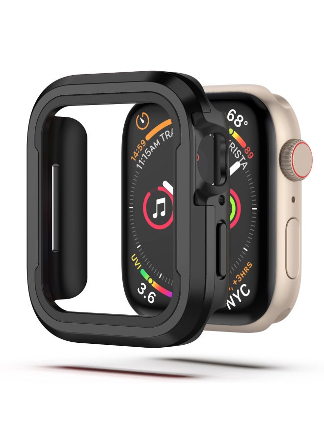 For Apple WatchS10/9/8/7/6/5/4/SE For Apple Watch Case Metal Anti-fall Protective Case-Color:Black-Exterior Dimension:iWatch4/5/6/SE/SE2 Generation Universal 40mm