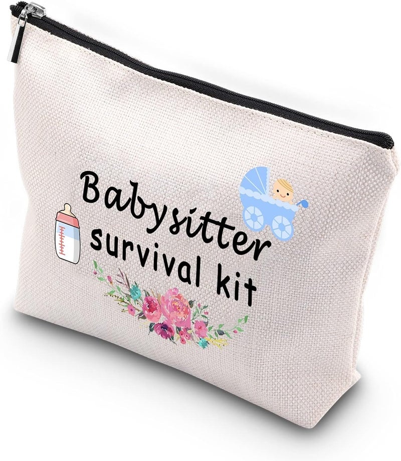WCGXKO Babysitter Survival Kit Zipper Pouch Makeup Bag Gift for Nanny Caretaker Appreciation Gift (Babysitter Survival)