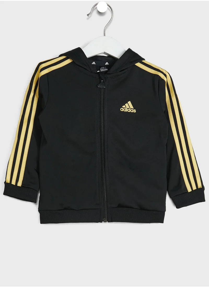 Adidas Infant 3 Stripes Shiny Tracksuit