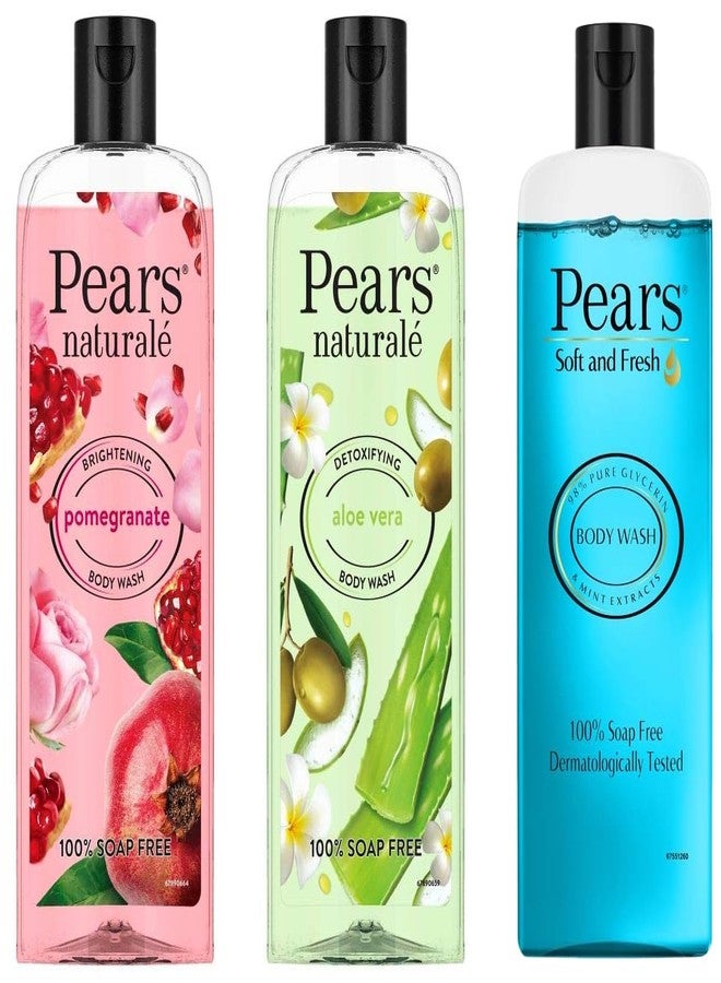 Pears Naturale Detoxifying Aloevera Bodywash, 250 ml-Pears Naturale Brightening Pomegranate Bodywash, 250 ml-Pears Soft and Fresh Shower Gel, 250ml - Image 1
