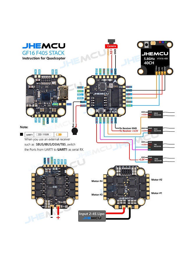 GF16-BMI Stack F405-BMI Flight Controller BMI270 W/OSD AT7456E BLHELI_S 2-4S 13A 4 in 1 ESC Dshot600 for FPV Micro Drone