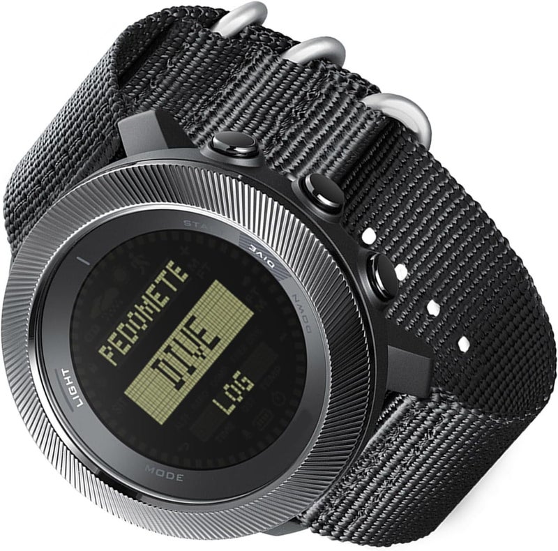 Outdoors Diving Watch with LED Backlight, Compass Thermometer Altimeter Barometer Watch, World Time Alarm Stopwatch Step Counter with Vibration Reminder & Air Pressure Sensor - Image 5