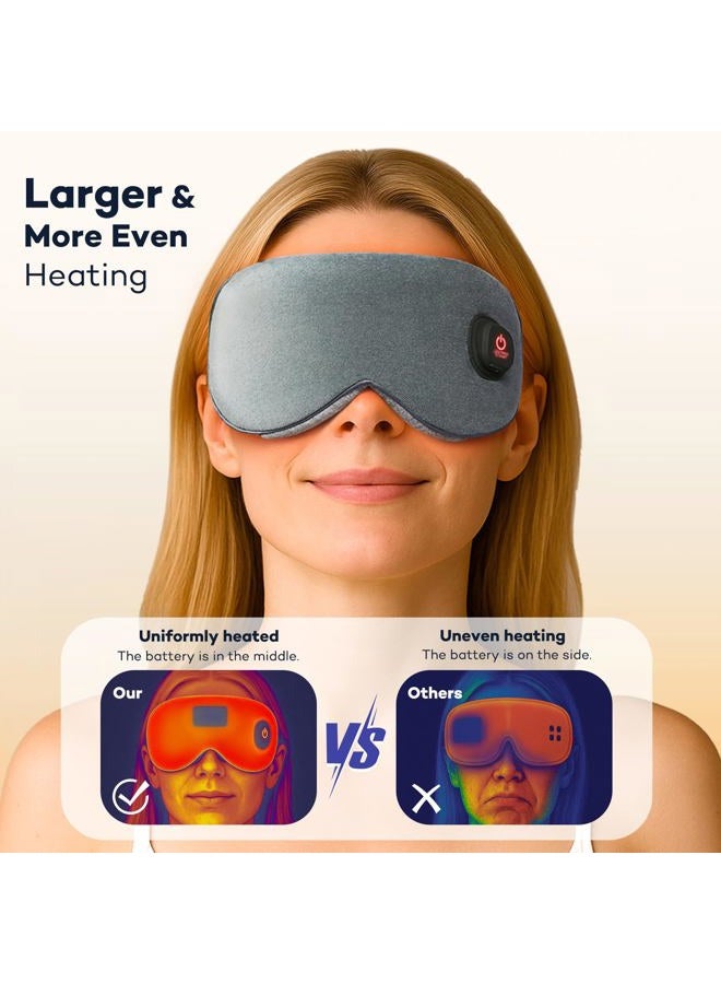 Ezona Cotton Cordless Heated Eye Mask, 2000mAh Warm Eye Compress Mask for Dry Eyes, Washable Eye Heating Pad for Travel, MGD,Blepharitis, Sinus Migraine with 10W Charger（Gray） - Image 4