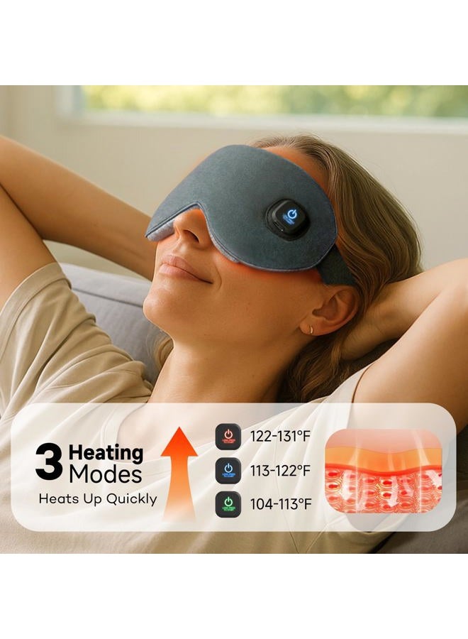 Ezona Cotton Cordless Heated Eye Mask, 2000mAh Warm Eye Compress Mask for Dry Eyes, Washable Eye Heating Pad for Travel, MGD,Blepharitis, Sinus Migraine with 10W Charger（Gray） - Image 3