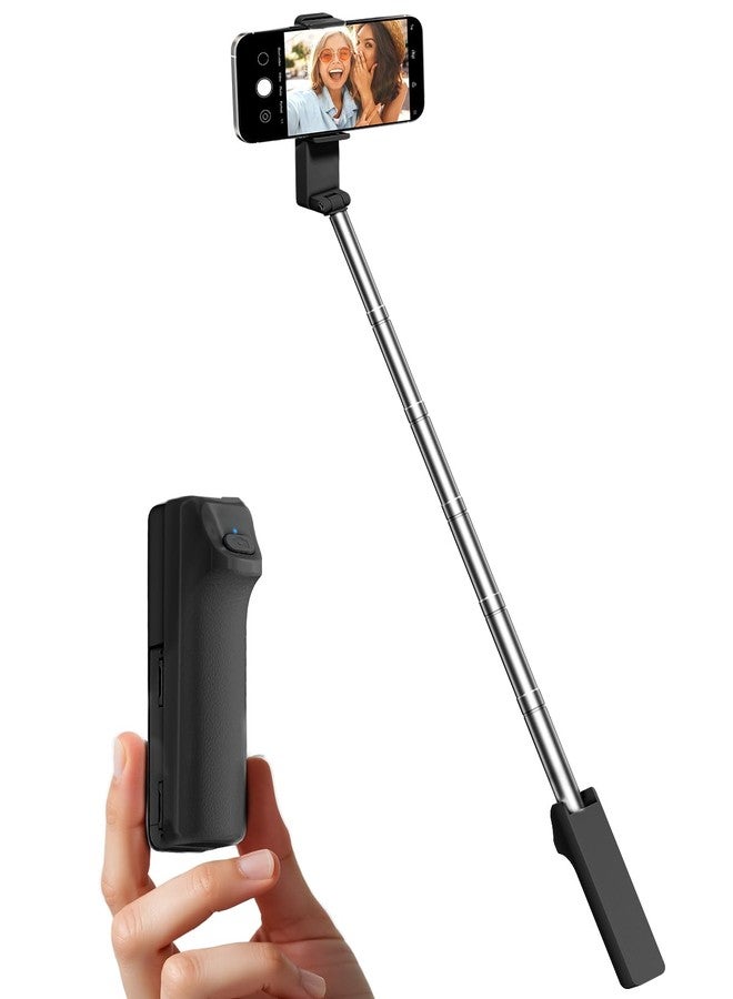 Viozon Portable Selfie Stick, Lightweight Extendable Stainless Steel Tube,All-in-One Compact Selfie Stick with Wireless Remote Compatible with 4-7" iPhone/Android Phones for Vlog/Travel/Filming, Black - Image 1