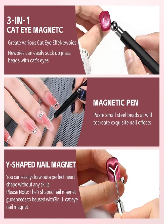 uadbau 4-Piece Cat Eye Magnet Set - Black Beginner-Friendly Cat Eye Magnet for Nails with Heart Nail Magnets for Nail Art, Magnet for Cat Eye Gel Polish DIY Nail Designs - Image 4