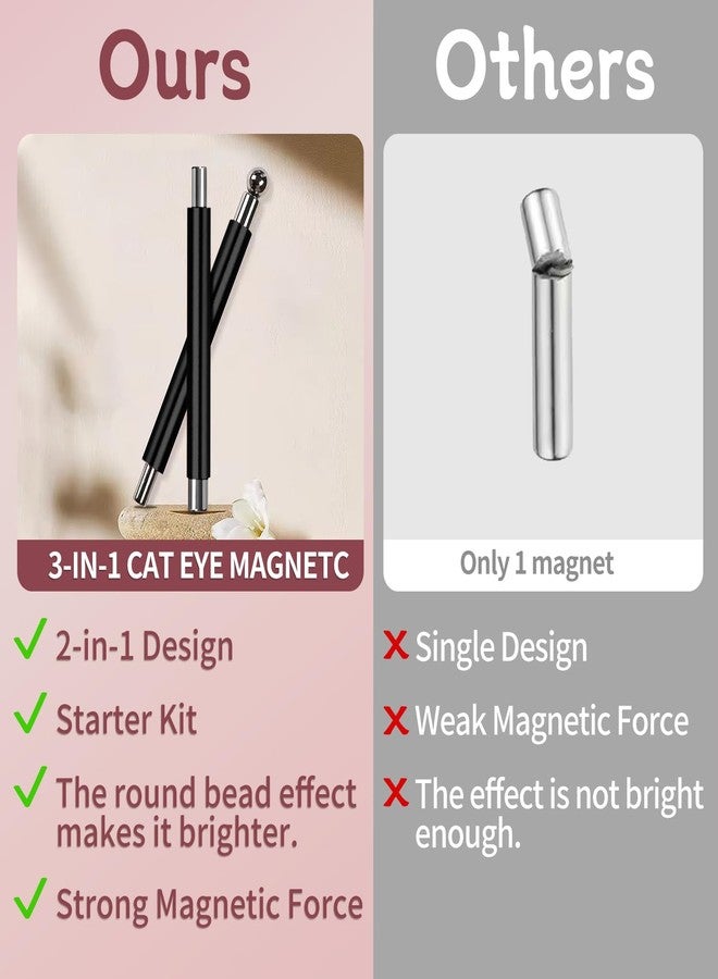 uadbau 4-Piece Cat Eye Magnet Set - Black Beginner-Friendly Cat Eye Magnet for Nails with Heart Nail Magnets for Nail Art, Magnet for Cat Eye Gel Polish DIY Nail Designs - Image 3