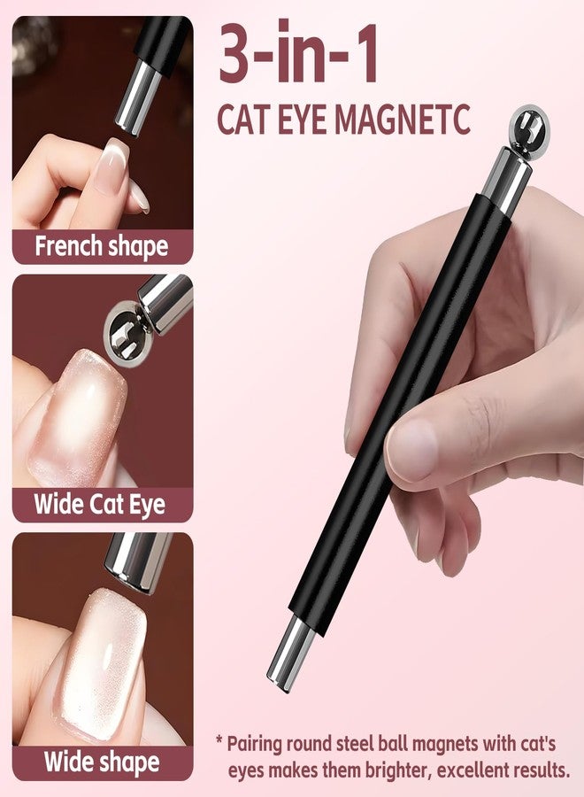 uadbau 4-Piece Cat Eye Magnet Set - Black Beginner-Friendly Cat Eye Magnet for Nails with Heart Nail Magnets for Nail Art, Magnet for Cat Eye Gel Polish DIY Nail Designs - Image 2