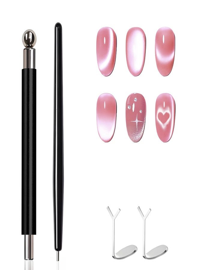 uadbau 4-Piece Cat Eye Magnet Set - Black Beginner-Friendly Cat Eye Magnet for Nails with Heart Nail Magnets for Nail Art, Magnet for Cat Eye Gel Polish DIY Nail Designs - Image 1