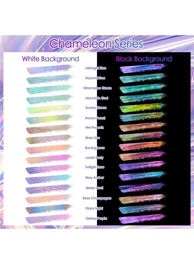 Ceya Chameleon Mica Powder Set 16 Colors, 2.8oz/ 80g Chrome Powder, Cosmetic Grade Pearlescent Effect Color Shift Pigment for Epoxy Resin, Soap Dye, Candle Making, Nail Art, Makeup, Slime, Paint - Image 3