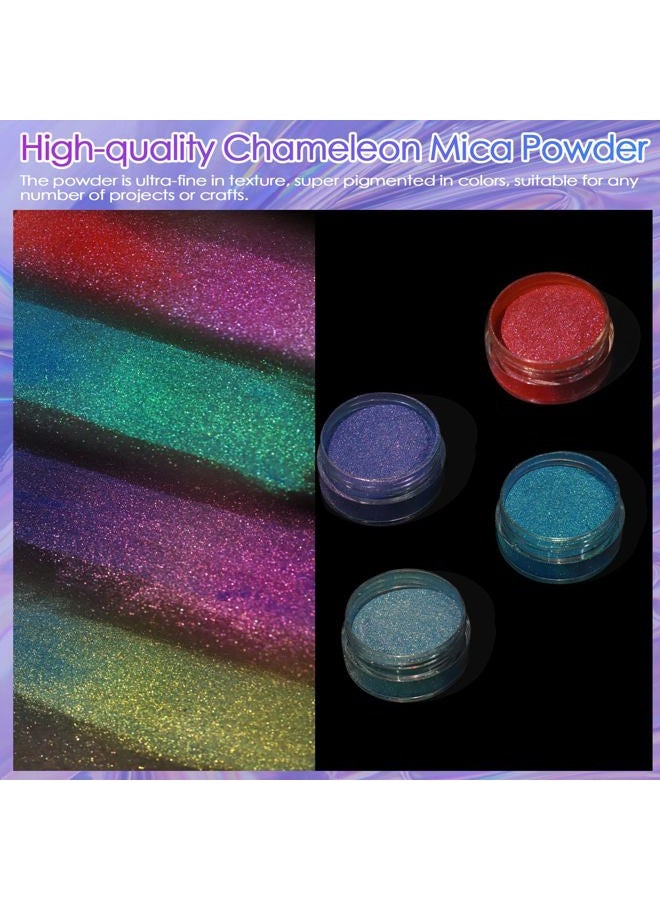 Ceya Chameleon Mica Powder Set 16 Colors, 2.8oz/ 80g Chrome Powder, Cosmetic Grade Pearlescent Effect Color Shift Pigment for Epoxy Resin, Soap Dye, Candle Making, Nail Art, Makeup, Slime, Paint - Image 2