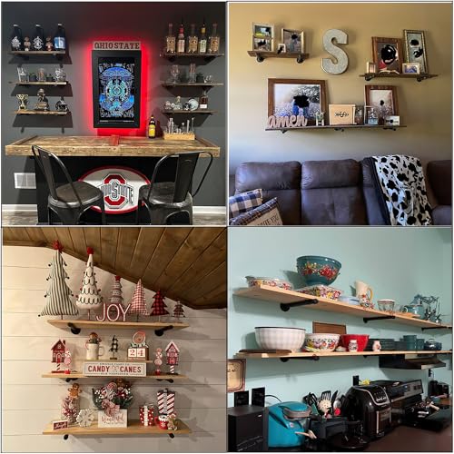 YCCO Industrial Pipe Shelf Brackets 10 Pack Wall Mount DIY Shelving Brackets 8 in Pipe Decor Wall Rustic Garment Rack Floating Shelf Bracket - Image 2