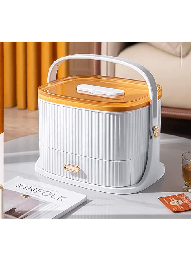 Raxoom Large Capacity Thickened Medicine Box Layered Home Care Portable Medical Kit Medicine Boxes Medicine Cabinet Portable Storage Box (White) - Image 1