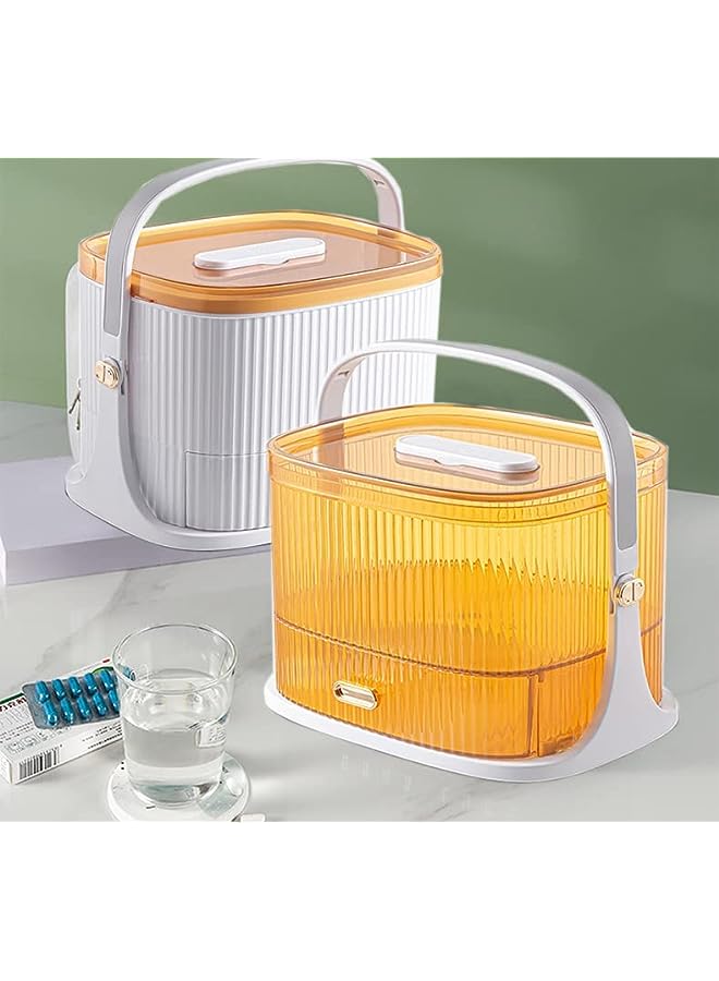 Raxoom Large Capacity Thickened Medicine Box Layered Home Care Portable Medical Kit Medicine Boxes Medicine Cabinet Portable Storage Box (White) - Image 4