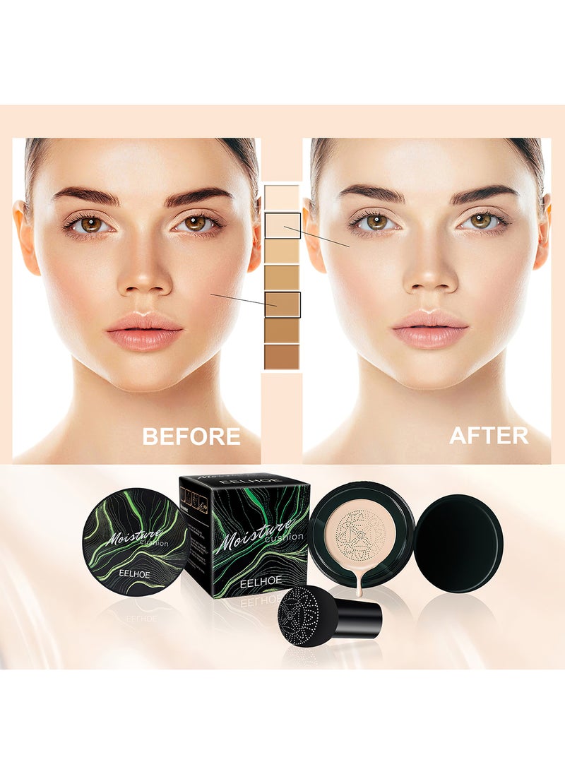 EELHOE Mushroom Head Air Cushion BB Cream, Moisturizing Facial Concealer, Brightening Natural Long Lasting Full Coverage CC Cream Nude Makeup Foundation, Gift for Women  - Image 2