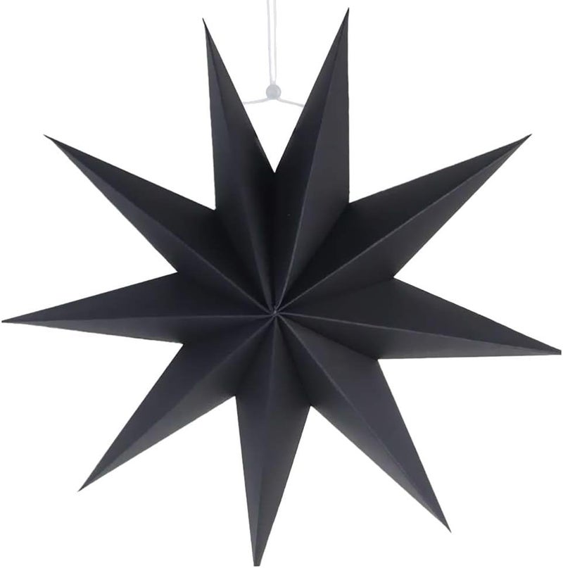 klarako 9 Pointed Star Paper Lantern Paper Star Ceiling Lampshade Hanging Ornament for Wedding Birthday Party Home Decoration (Black)30cm - Image 1