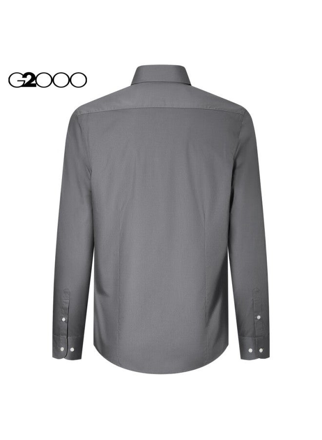 G2000 [خالي من التجاعيد] قميص رسمي بأكمام طويلة من قطن مزيج مناسب لموسم الربيع والخريف، رمادي متوسط، 2XL/1C - Image 2