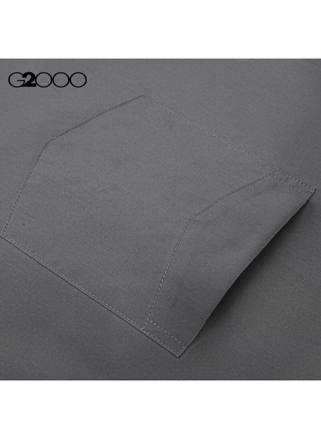 G2000 [خالي من التجاعيد] قميص رسمي بأكمام طويلة من قطن مزيج مناسب لموسم الربيع والخريف، رمادي متوسط، 2XL/1C - Image 5